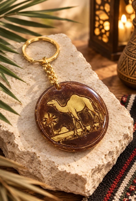 ميدالية مفاتيح ريزن بتصميم الجمل والنخلة